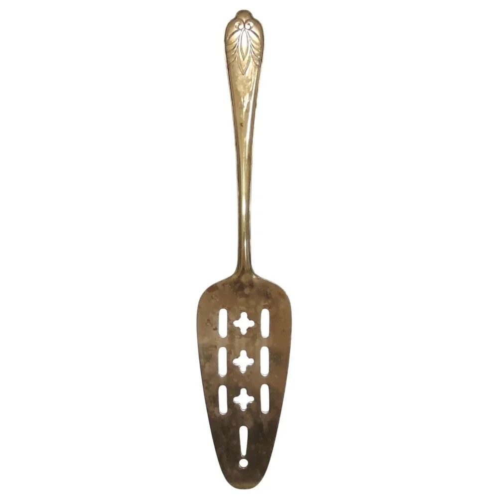 Vintage Gold Tone Pierced Cake Server Spatula Dessert Server Made in Japan